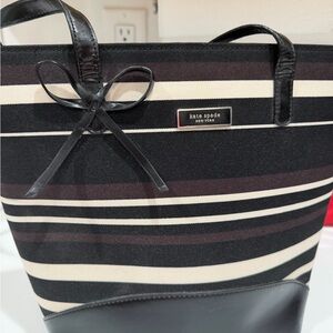 kate spade Black and Cream Striped Tote